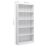 NNEVL 5-Tier Book Cabinet High Gloss White 80x24x175 cm Engineered Wood