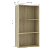 NNEVL 3-Tier Book Cabinet Sonoma Oak 60x30x114 cm Chipboard