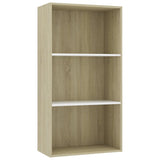 NNEVL 3-Tier Book Cabinet White and Sonoma Oak 60x30x114 cm Chipboard