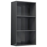 NNEVL 3-Tier Book Cabinet High Gloss Grey 60x30x114 cm Chipboard