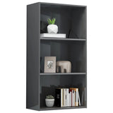 NNEVL 3-Tier Book Cabinet High Gloss Grey 60x30x114 cm Chipboard