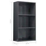 NNEVL 3-Tier Book Cabinet High Gloss Grey 60x30x114 cm Chipboard