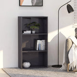 NNEVL 3-Tier Book Cabinet High Gloss Grey 60x30x114 cm Chipboard