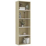 NNEVL 5-Tier Book Cabinet White and Sonoma Oak 60x30x189 cm Engineered Wood