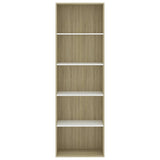 NNEVL 5-Tier Book Cabinet White and Sonoma Oak 60x30x189 cm Engineered Wood
