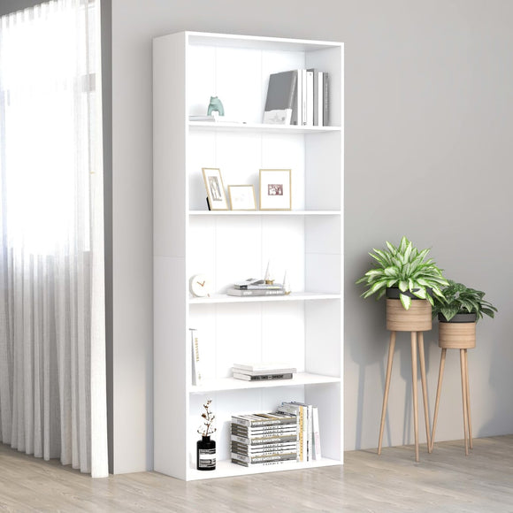 NNEVL 5-Tier Book Cabinet White 80x30x189 cm Engineered Wood
