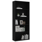 NNEVL 5-Tier Book Cabinet Black 80x30x189 cm Chipboard