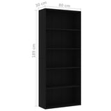 NNEVL 5-Tier Book Cabinet Black 80x30x189 cm Chipboard