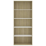NNEVL 5-Tier Book Cabinet White and Sonoma Oak 80x30x189 cm Engineered Wood