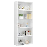 NNEVL 5-Tier Book Cabinet High Gloss White 80x30x189 cm Chipboard