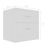 NNEVL Bedside Cabinet White 40x30x40 cm Chipboard
