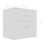 NNEVL Bedside Cabinets 2 pcs White 40x30x40 cm Chipboard