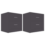 NNEVL Bedside Cabinets 2 pcs Grey 40x30x40 cm Chipboard