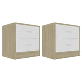 NNEVL Bedside Cabinets 2 pcs White and Sonoma Oak 40x30x40 cm Chipboard