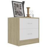 NNEVL Bedside Cabinets 2 pcs White and Sonoma Oak 40x30x40 cm Chipboard