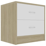 NNEVL Bedside Cabinets 2 pcs White and Sonoma Oak 40x30x40 cm Chipboard