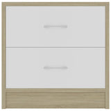 NNEVL Bedside Cabinets 2 pcs White and Sonoma Oak 40x30x40 cm Chipboard