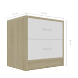 NNEVL Bedside Cabinets 2 pcs White and Sonoma Oak 40x30x40 cm Chipboard
