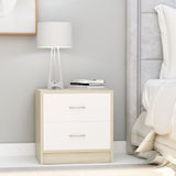 NNEVL Bedside Cabinets 2 pcs White and Sonoma Oak 40x30x40 cm Chipboard