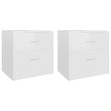 NNEVL Bedside Cabinets 2 pcs High Gloss White 40x30x40 cm Chipboard