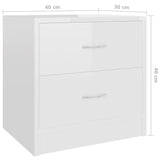 NNEVL Bedside Cabinets 2 pcs High Gloss White 40x30x40 cm Chipboard