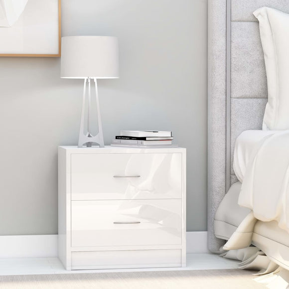 NNEVL Bedside Cabinets 2 pcs High Gloss White 40x30x40 cm Chipboard