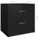 NNEVL Bedside Cabinets 2 pcs High Gloss Black 40x30x40 cm Chipboard