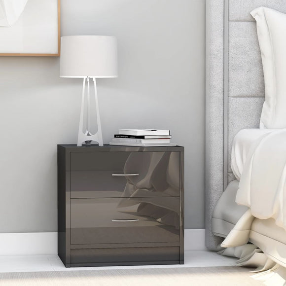 NNEVL Bedside Cabinet High Gloss Grey 40x30x40 cm Chipboard