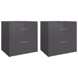 NNEVL Bedside Cabinets 2 pcs High Gloss Grey 40x30x40 cm Chipboard
