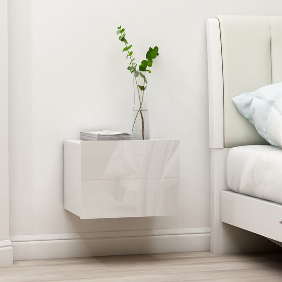 NNEVL Bedside Cabinet High Gloss White 40x30x30 cm Chipboard