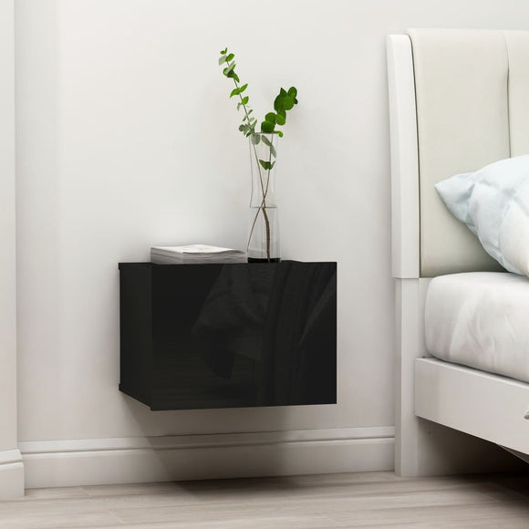 NNEVL Bedside Cabinets 2 pcs High Gloss Black 40x30x30 cm Chipboard