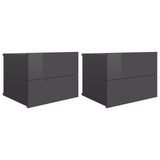NNEVL Bedside Cabinets 2 pcs High Gloss Grey 40x30x30 cm Chipboard