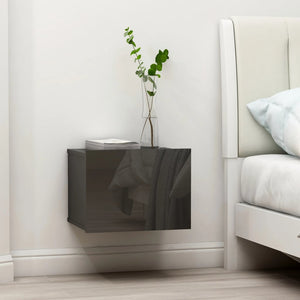 NNEVL Bedside Cabinets 2 pcs High Gloss Grey 40x30x30 cm Chipboard