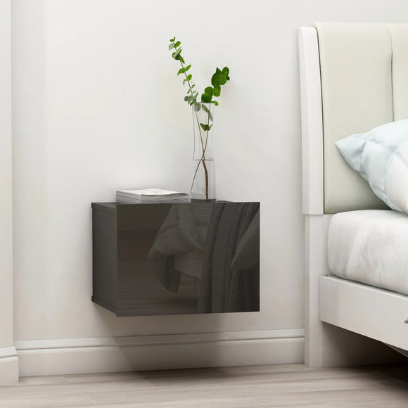 NNEVL Bedside Cabinets 2 pcs High Gloss Grey 40x30x30 cm Chipboard