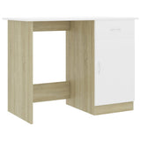 NNEVL Desk White and Sonoma Oak 100x50x76 cm Chipboard