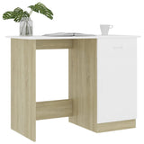 NNEVL Desk White and Sonoma Oak 100x50x76 cm Chipboard