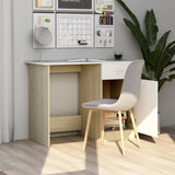 NNEVL Desk White and Sonoma Oak 100x50x76 cm Chipboard