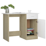 NNEVL Desk White and Sonoma Oak 100x50x76 cm Chipboard