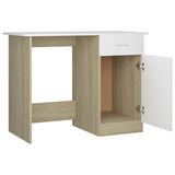 NNEVL Desk White and Sonoma Oak 100x50x76 cm Chipboard