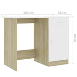 NNEVL Desk White and Sonoma Oak 100x50x76 cm Chipboard