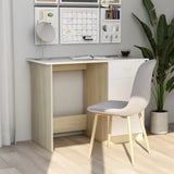 NNEVL Desk White and Sonoma Oak 100x50x76 cm Chipboard