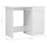 NNEVL Desk High Gloss White 100x50x76 cm Chipboard