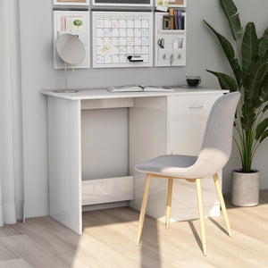 NNEVL Desk High Gloss White 100x50x76 cm Chipboard