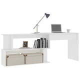 NNEVL Corner Desk White 200x50x76 cm Engineered Wood