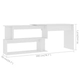 NNEVL Corner Desk White 200x50x76 cm Engineered Wood