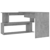 NNEVL Corner Desk Concrete Grey 200x50x76 cm Chipboard