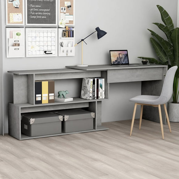 NNEVL Corner Desk Concrete Grey 200x50x76 cm Chipboard