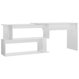 NNEVL Corner Desk High Gloss White 200x50x76 cm Chipboard