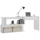 NNEVL Corner Desk High Gloss White 200x50x76 cm Chipboard