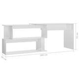 NNEVL Corner Desk High Gloss White 200x50x76 cm Chipboard